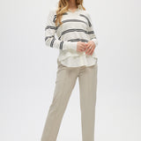 Off White V-neck Sweater Top Combo full body