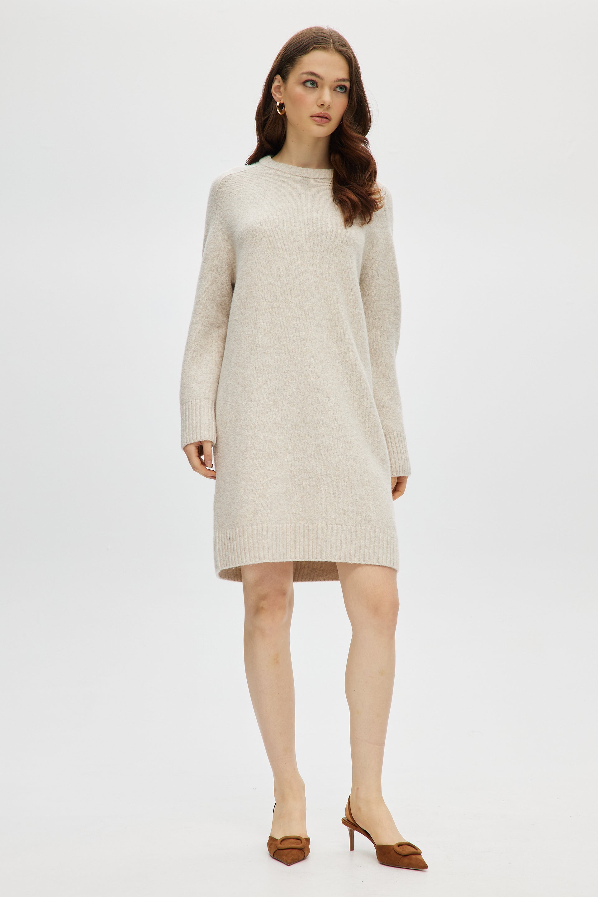 cream coloured sweater dress Dalia Women's Beige Mix Small this dress is designed Pattern:A Business Casual Best Style Affordable Maternity Wedding Dresses