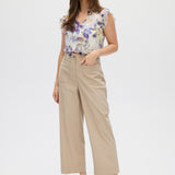 Beige Essential High-Rise Pants front