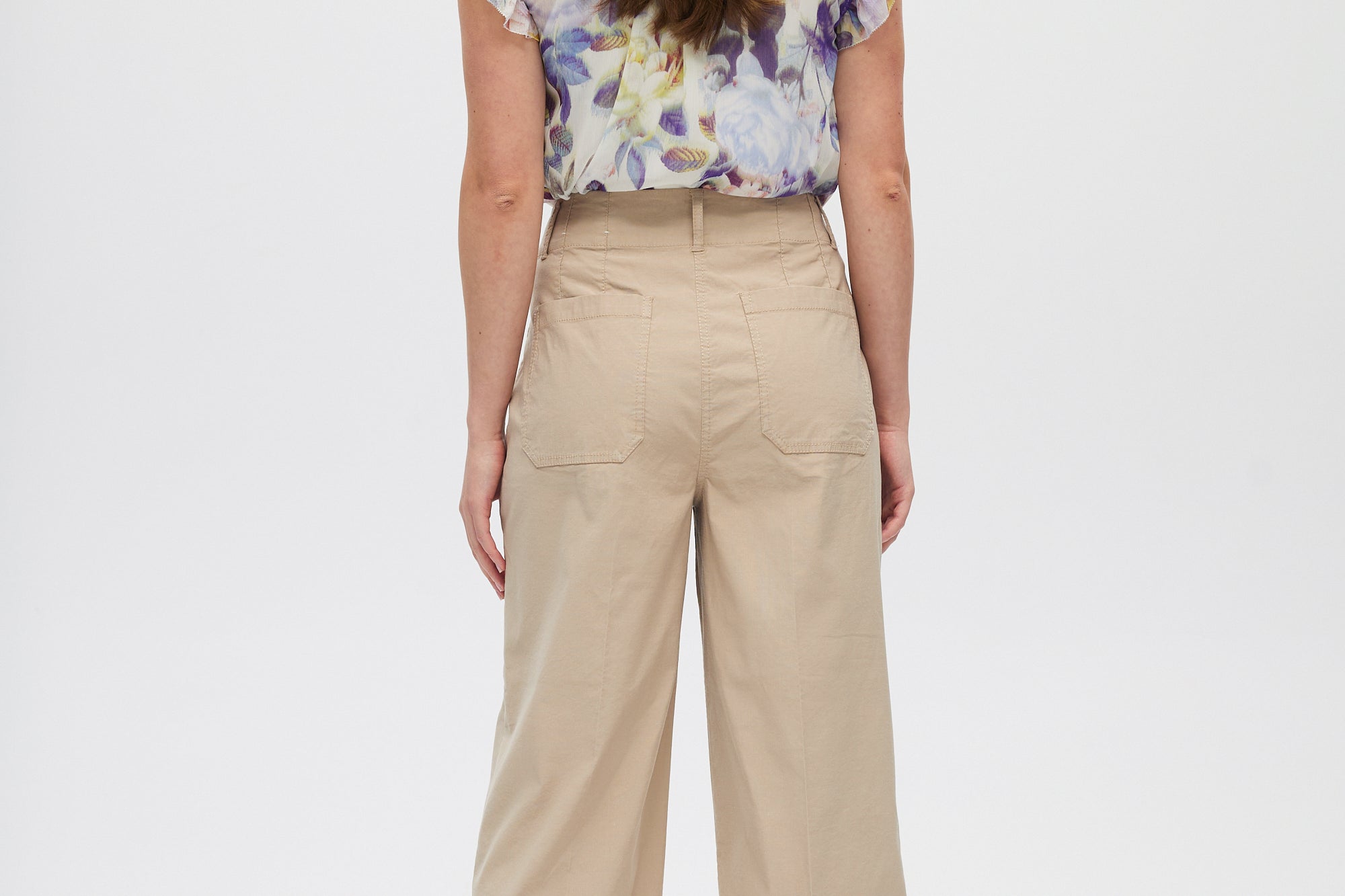 Beige Essential High-Rise Pants back