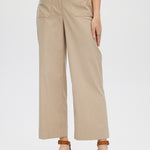 Beige Essential High-Rise Pants close up