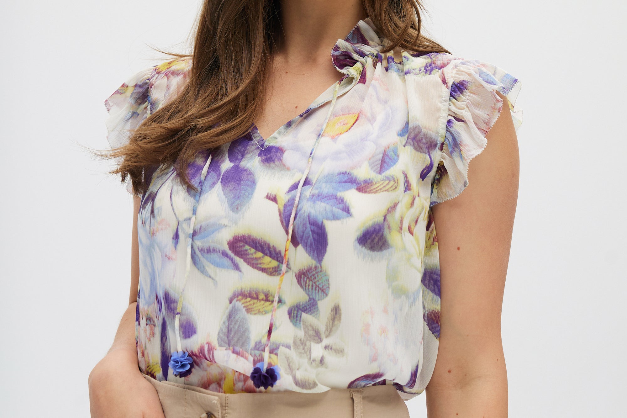 Beige Essential High-Rise Pants front 2