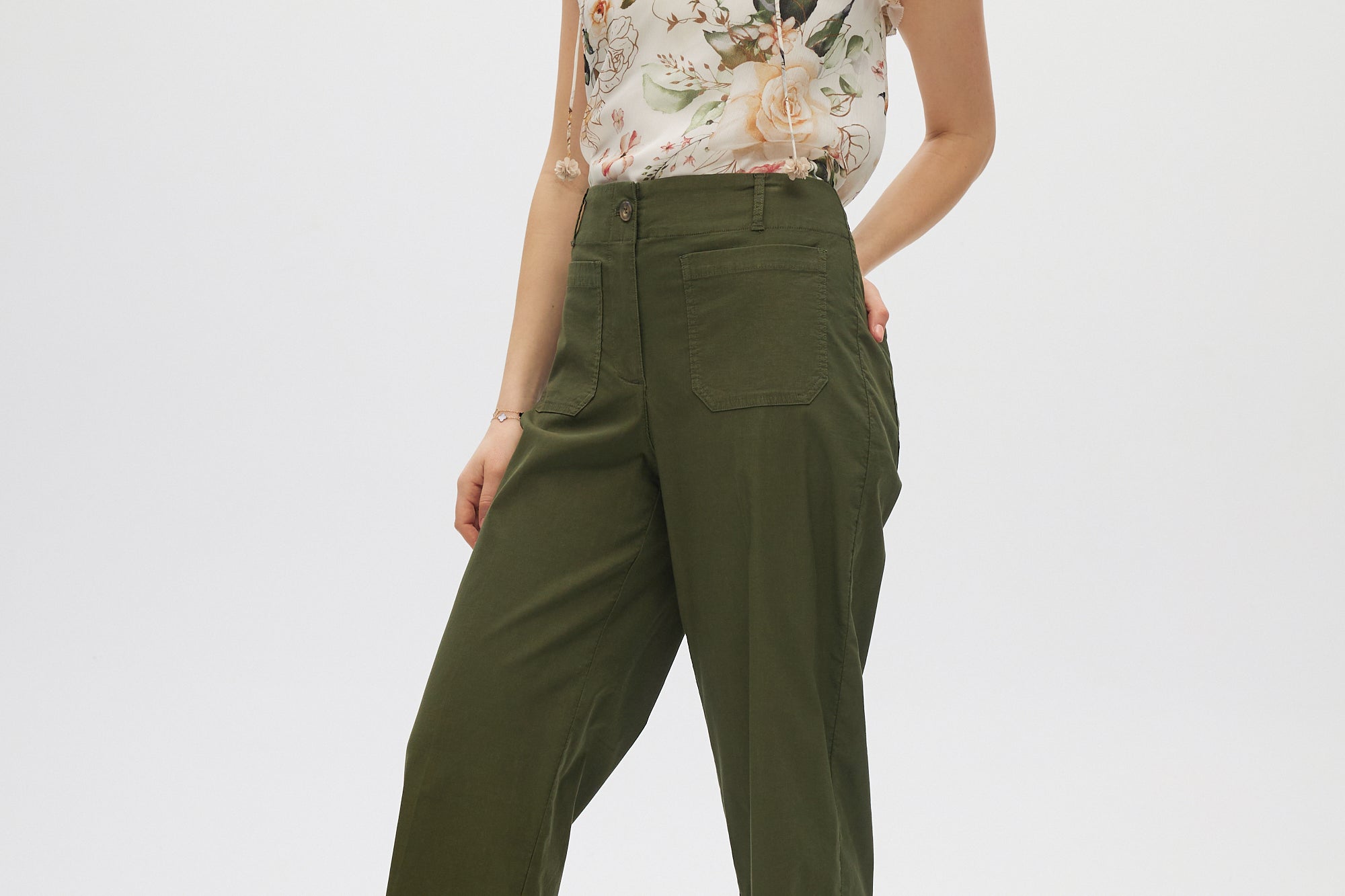 Olive Essential High-Rise Pants side
