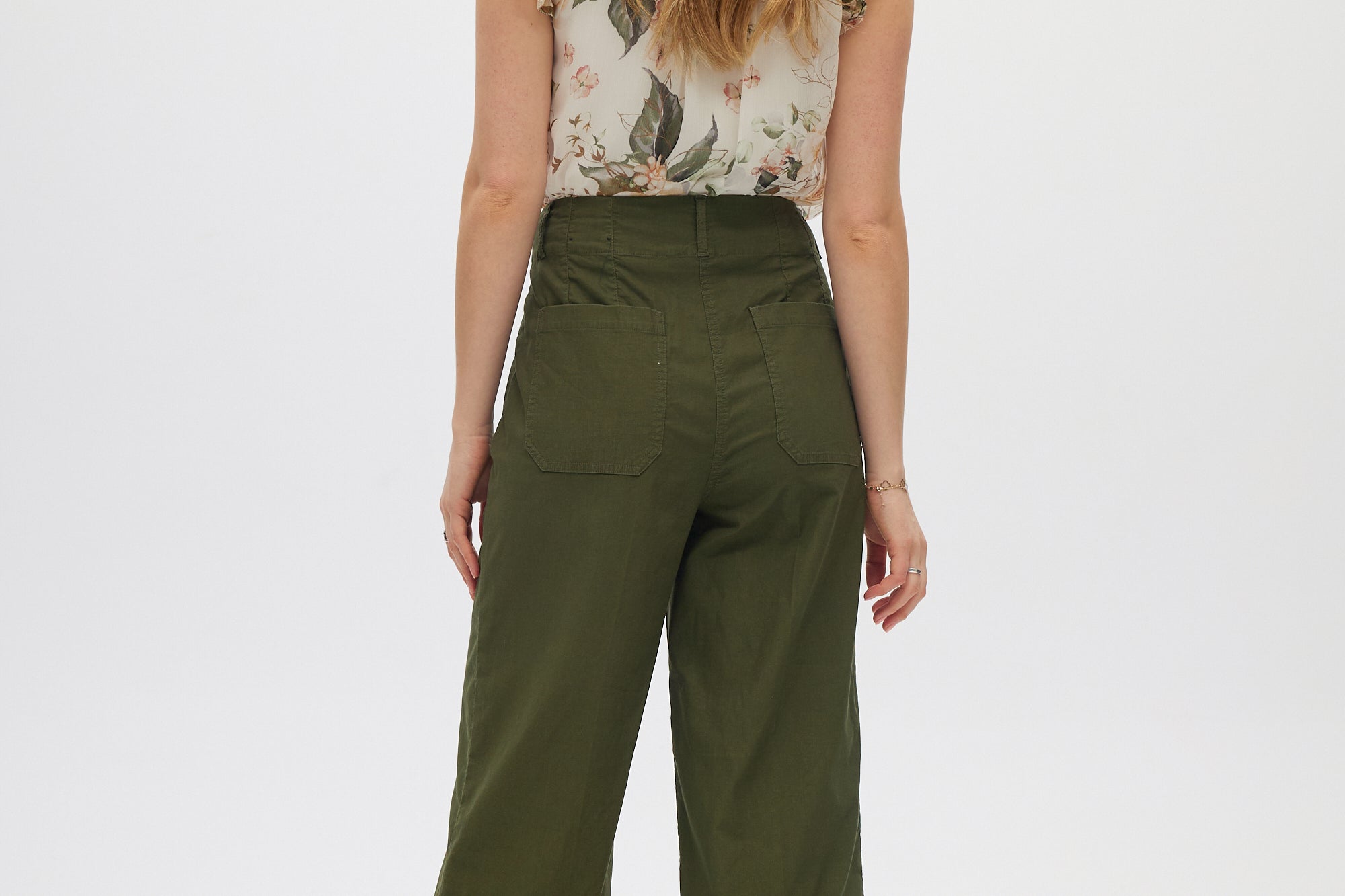 Olive Essential High-Rise Pants back