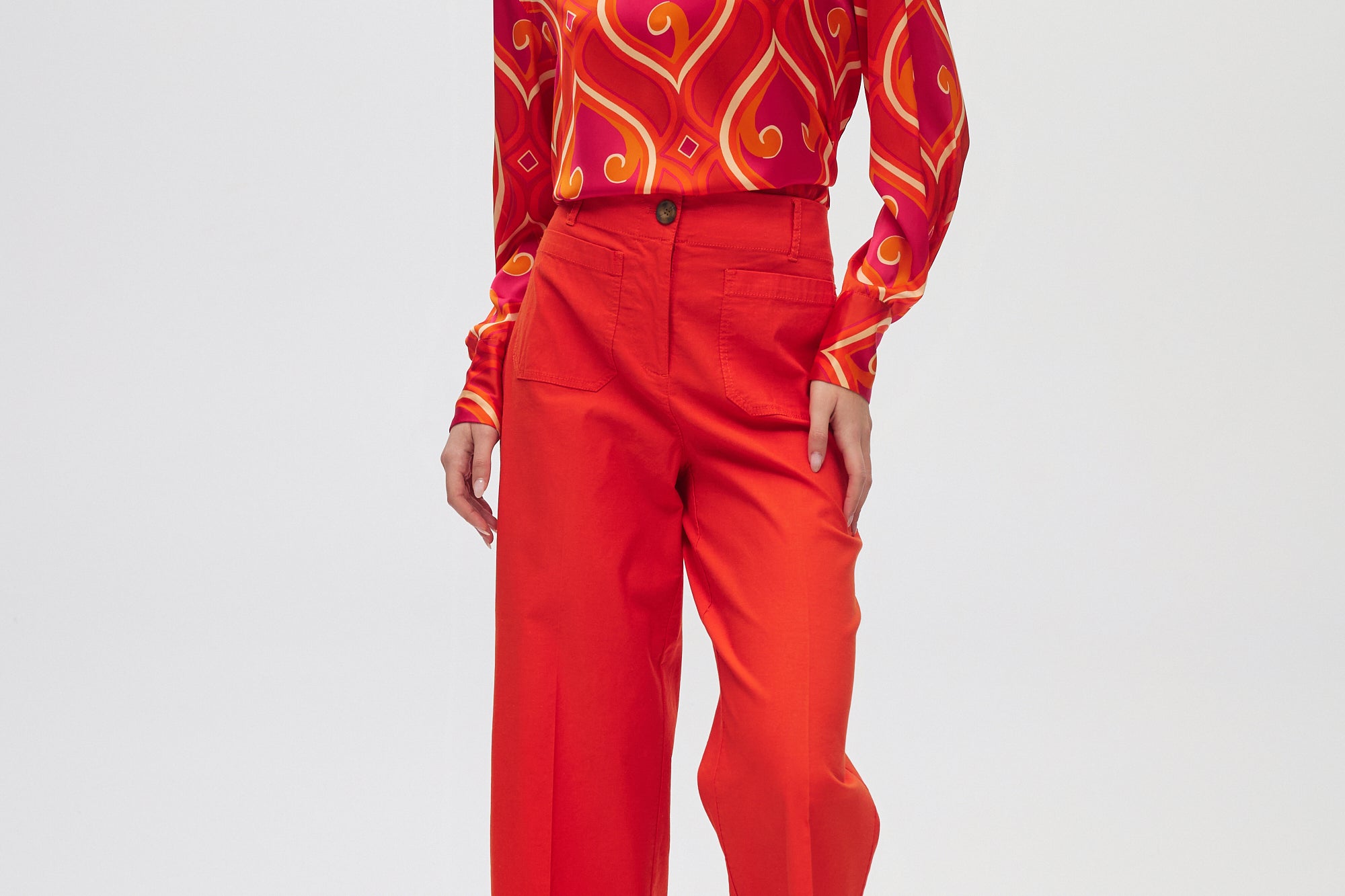 Orange Essential High-Rise Pants front