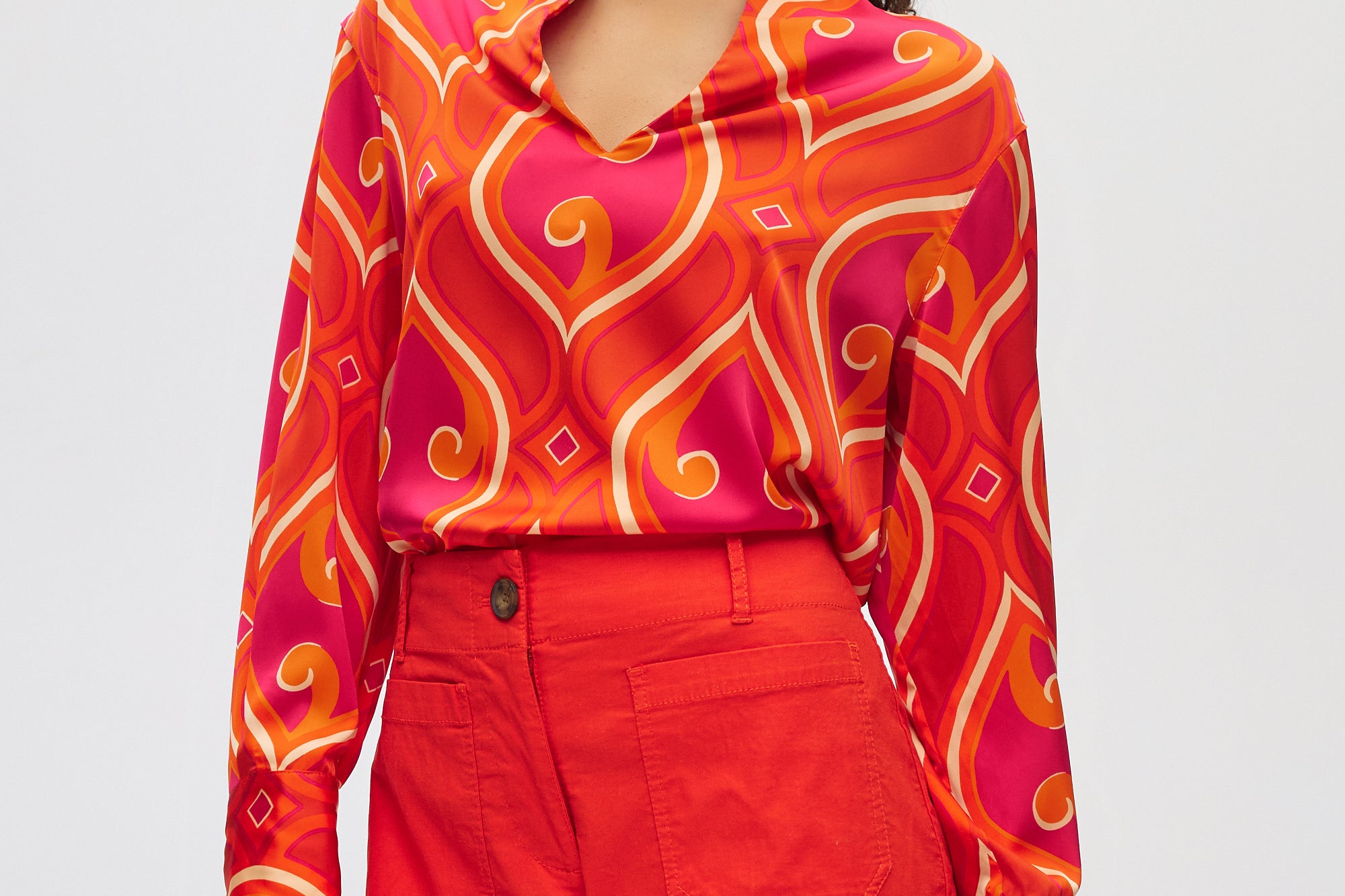 Orange Essential High-Rise Pants front 2