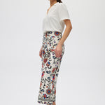 Cream Wide Leg Printed Pants With Floral Print side