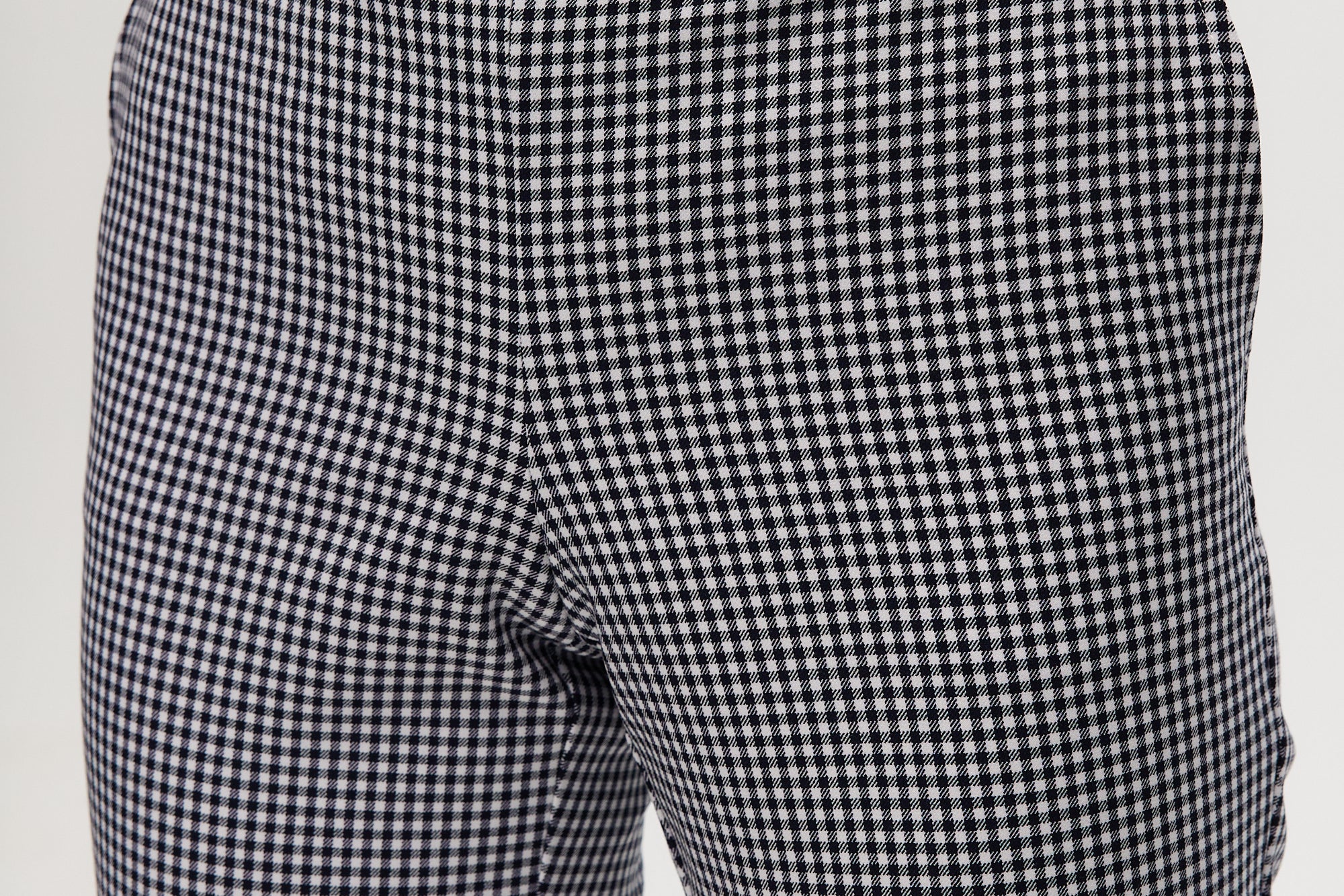 Navy Checked Slim Leg Pant featuring a pull-on waistband and button-front vest set by Hilary Radley.