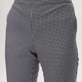 Navy Checked Slim Leg Pant featuring a pull-on waistband and button-front vest set by Hilary Radley.