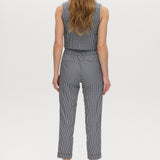 Navy checked slim leg pant and vest set featuring a pull-on waistband and button-front vest by Hilary Radley.