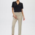 Beige Classic Straight Pants front