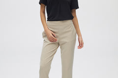 Beige Classic Straight Pants front