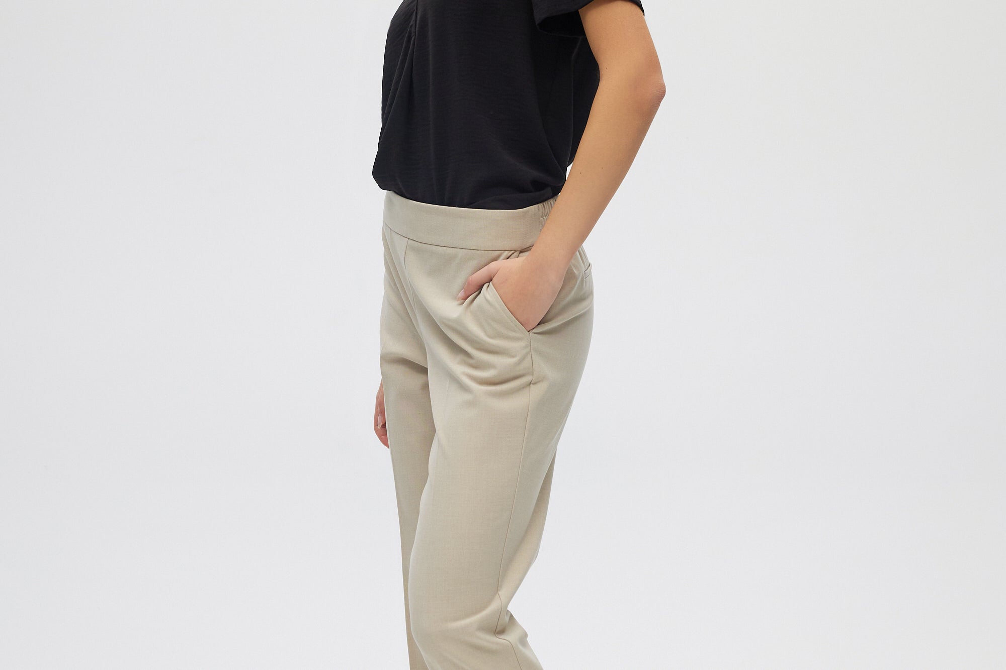 Beige Classic Straight Pants side