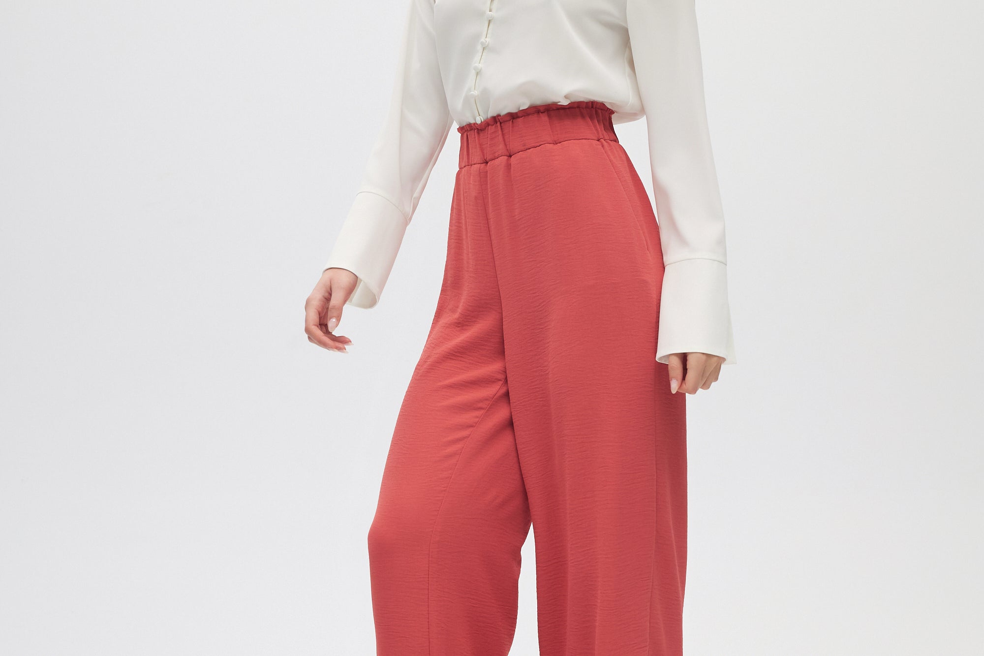 Salmon Fluid Wide-Leg Pants side