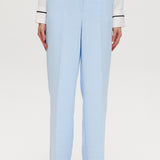 Sky wide-leg tailored pull-on pant with button closure and functional pockets by Hilary Radley.