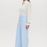Sky wide-leg tailored pull-on pant featuring button closure and functional pockets by Hilary Radley.
