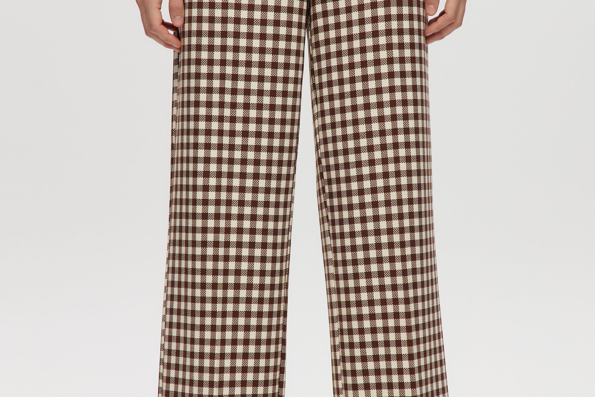hilary radley ladies' plaid dress pant Black Off-White Tailored Wide-Leg Plaid Pant