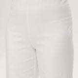 Off-White embroidered cotton straight leg pants featuring a pull-on waistband and hem embroidery by Hilary Radley.