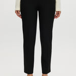 Black skinny leg pull-on pant featuring an elastic waistband and side pockets by Hilary Radley.