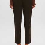 Heather Chocolate Skinny Leg Pull-On Pant featuring an elastic waistband and pockets by Hilary Radley.