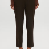Heather Chocolate Skinny Leg Pull-On Pant featuring an elastic waistband and pockets by Hilary Radley.