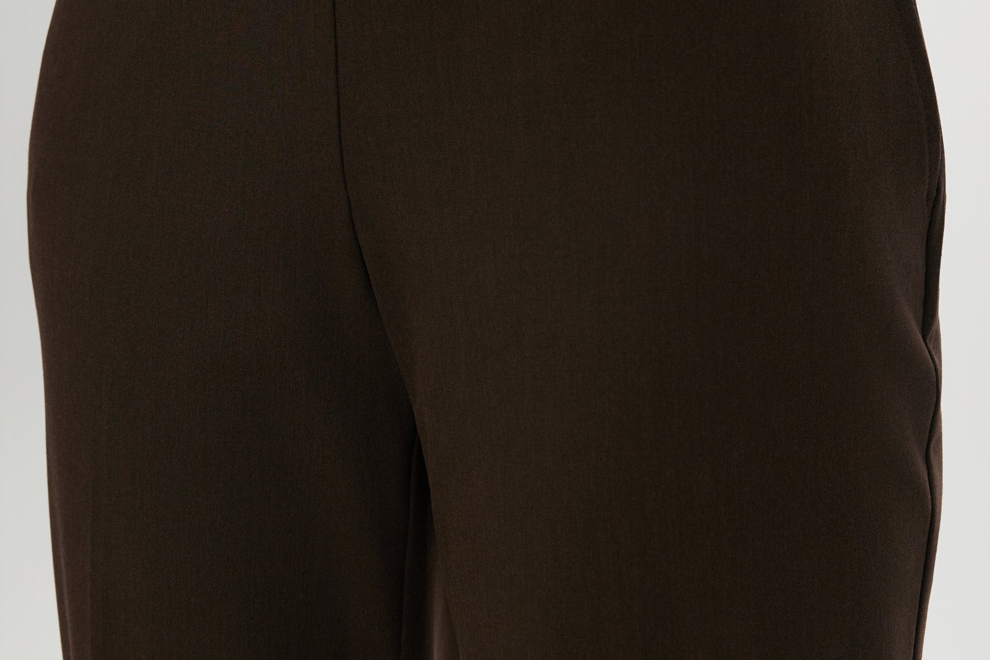 Heather Chocolate Skinny Leg Pull-On Pant featuring an elastic waistband and pockets by Hilary Radley.