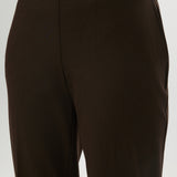 Heather Chocolate Skinny Leg Pull-On Pant featuring an elastic waistband and pockets by Hilary Radley.