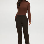 Heather Chocolate Skinny Leg Pull-On Pant with elastic waistband and pockets