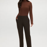 Heather Chocolate Skinny Leg Pull-On Pant with elastic waistband and pockets