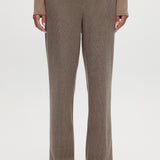 Brown Combo Herringbone Straight Leg Pants featuring textured knit and pockets by Hilary Radley.