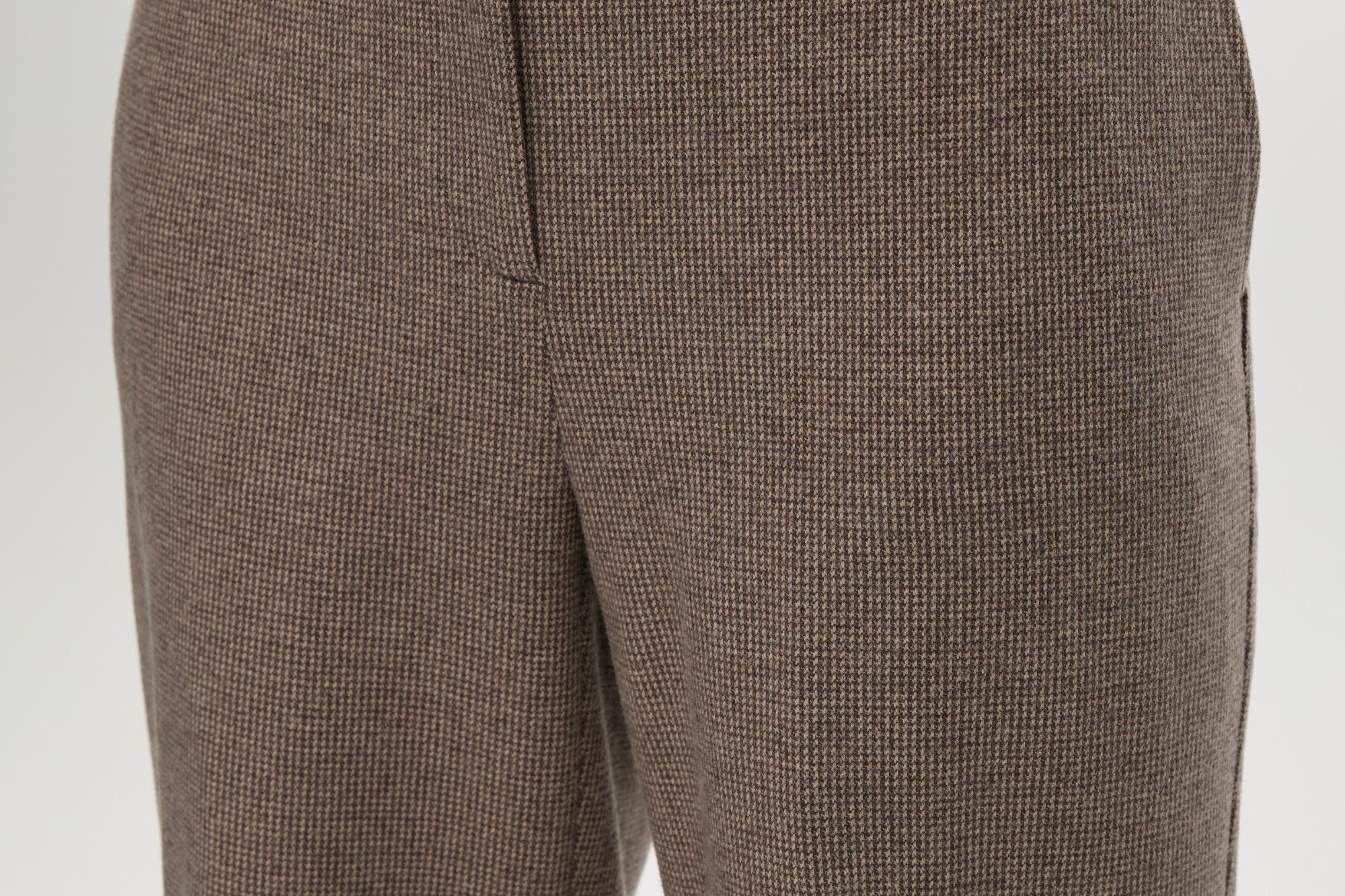 Brown Combo Herringbone Straight Leg Pants featuring a textured knit and pockets by Hilary Radley.