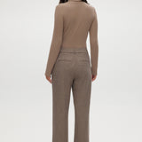 Brown Combo Herringbone Straight Leg Pants featuring textured knit and pockets by Hilary Radley.