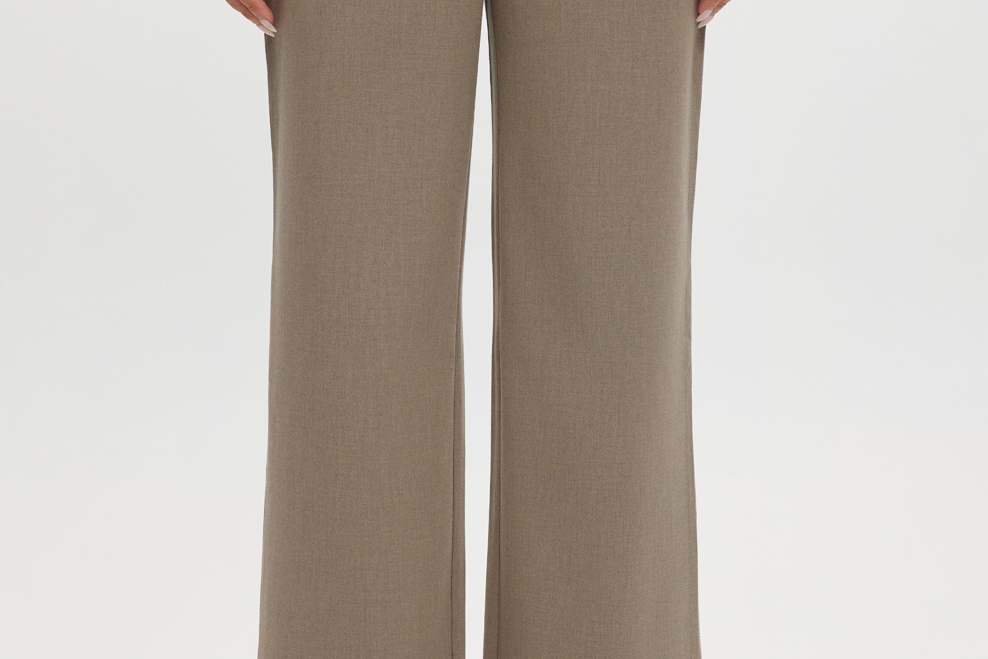 Heather Cashew straight-leg pull-on pant featuring an elastic waistband and drawstring by Hilary Radley.
