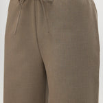 Heather Cashew straight-leg pull-on pant featuring an elastic waistband and drawstring by Hilary Radley.