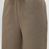 Heather Cashew straight-leg pull-on pant featuring an elastic waistband and drawstring by Hilary Radley.