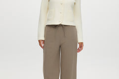 Heather Cashew straight-leg pull-on pant with elastic waistband and drawstring.