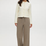 Heather Cashew straight-leg pull-on pant with elastic waistband and drawstring.