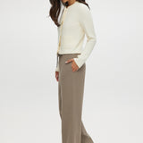 Heather Cashew straight-leg pull-on pant featuring an elastic waistband and drawstring by Hilary Radley.