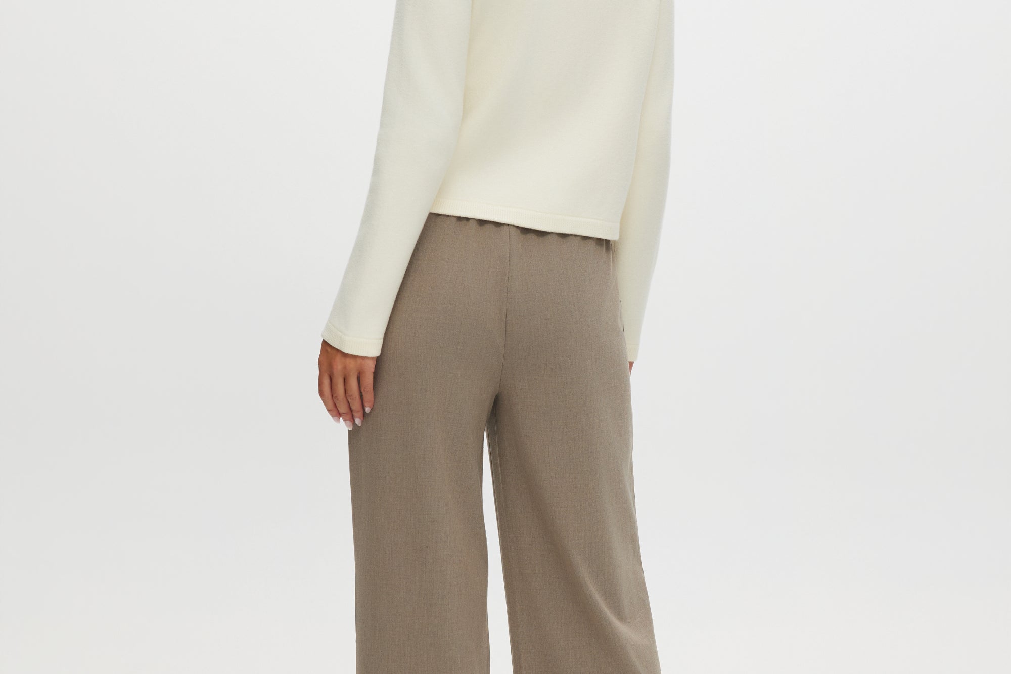 Heather Cashew straight-leg pull-on pant featuring an elastic waistband and drawstring by Hilary Radley.
