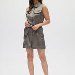 Sea Salt Satin Belted Romper front
