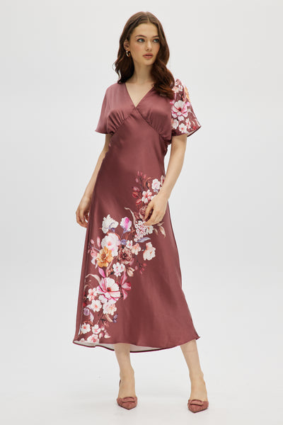 Floral Satin Pull-On Maxi Dress  Hilary Radley