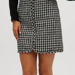 Navy Off White A-line skirt in houndstooth close up