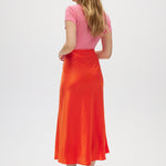 Orange Satin Maxi Skirt back