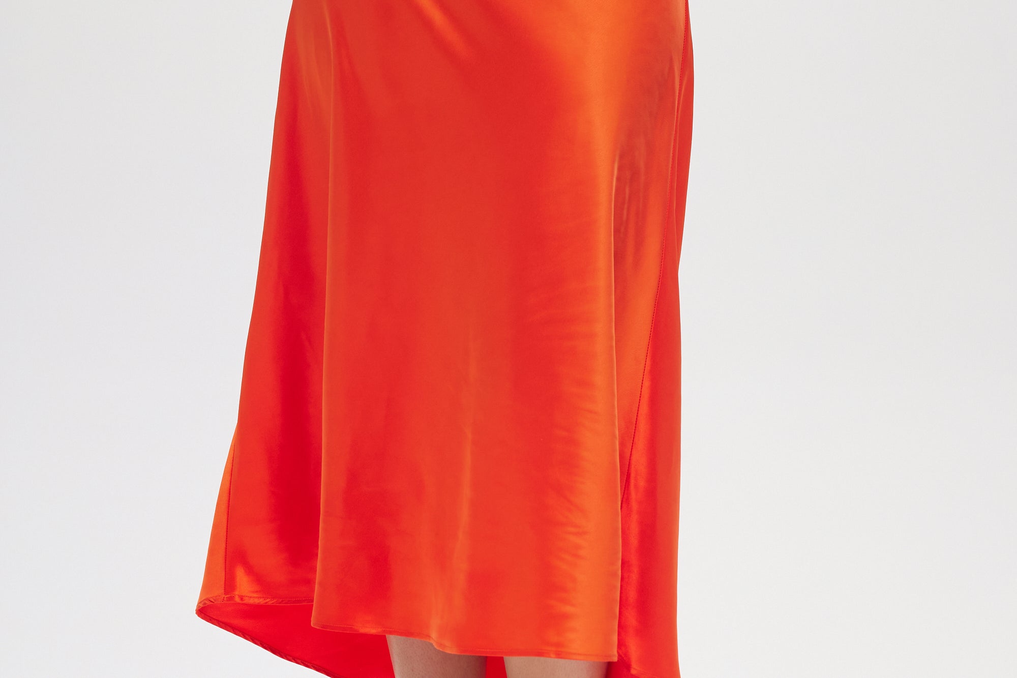 Orange Satin Maxi Skirt close up