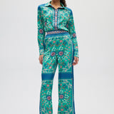 Teal Relaxed Floral Printed Bottoms front