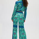 Teal Relaxed Floral Printed Bottoms back