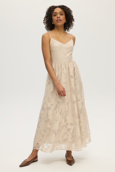 Classic Floral Jacquard Dress ecru herlipto Classic Floral