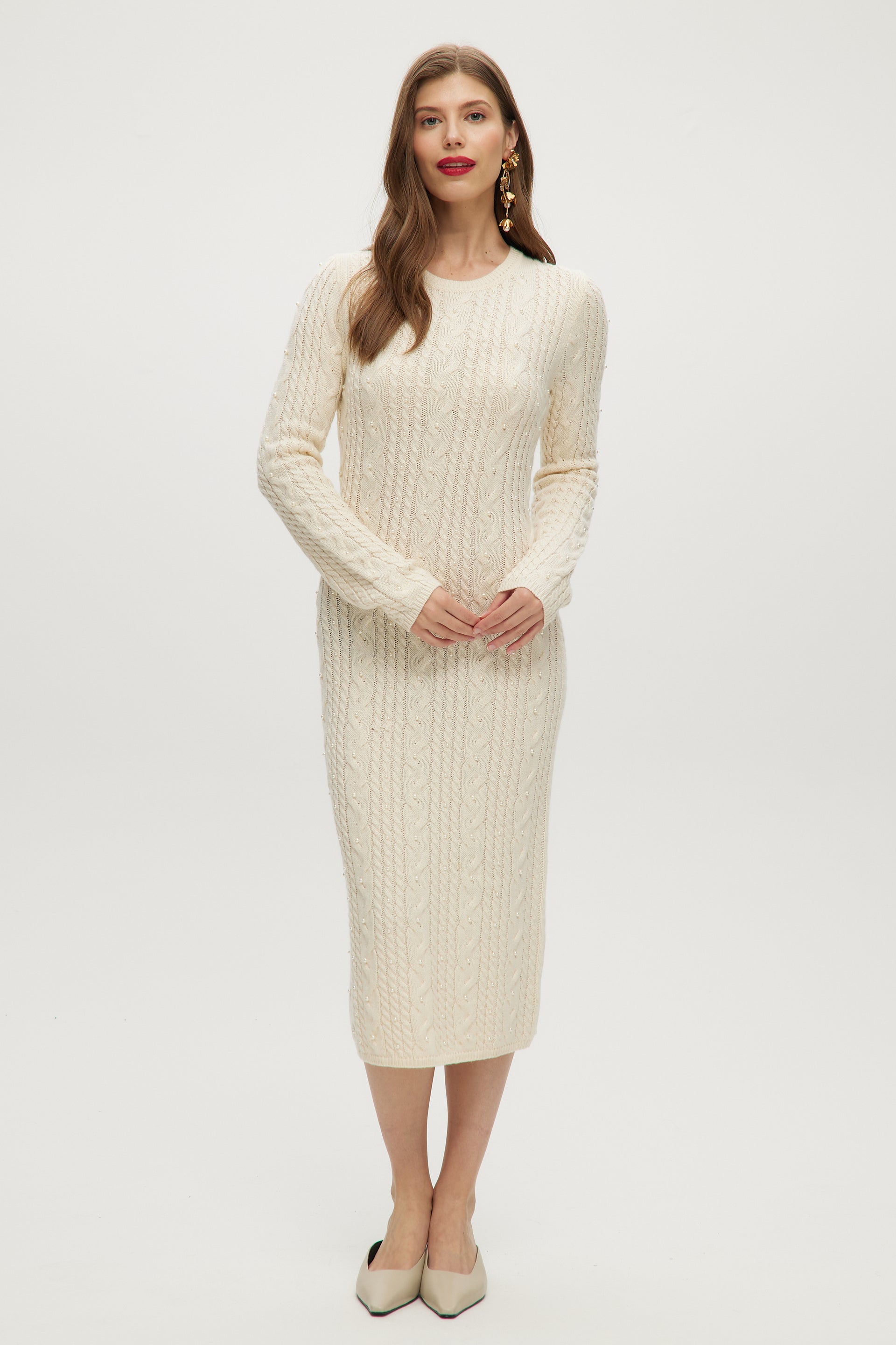 ANDMARY】Milly 浮き出 knit set dress ivory