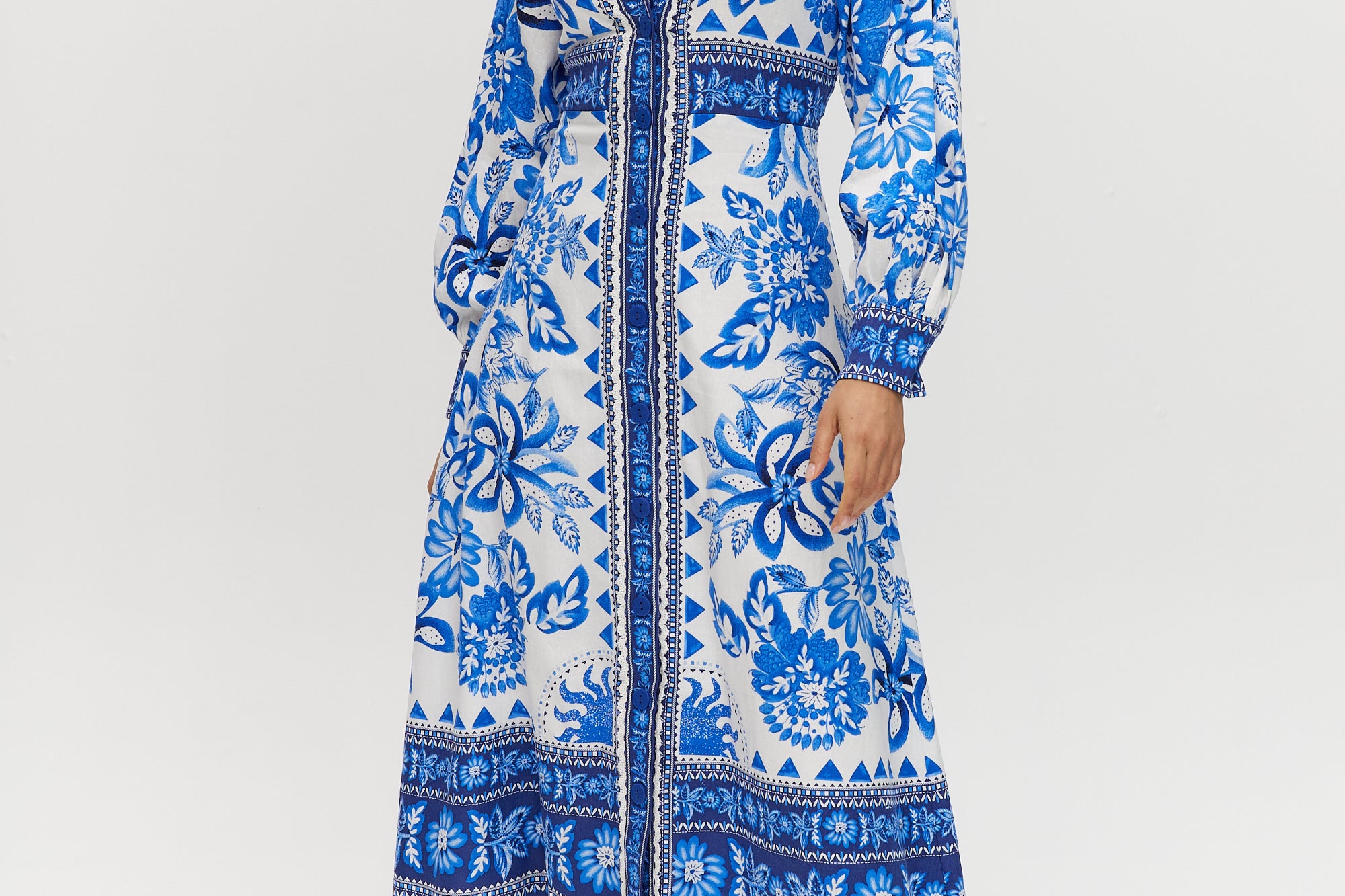 Floral Linen Blend Midi Dress