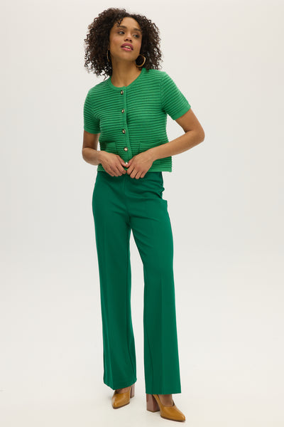 GREEN SHORT SLEEVE CREW NECK CARDIGAN – Hilary Radley